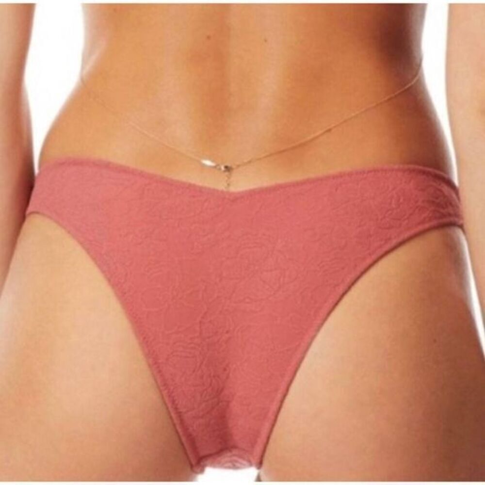 NEW Tori Praver Dusty Rose Spencer Bikini bottom embroider detail, size L